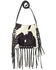 American West Women's Pony Hair-On Studded Fringe Crossbody Messenger, Chocolate, hi-res