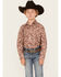 Image #1 - Rock & Roll Denim Boys' Paisley Print Long Sleeve Pearl Snap Stretch Western Shirt, Rust Copper, hi-res