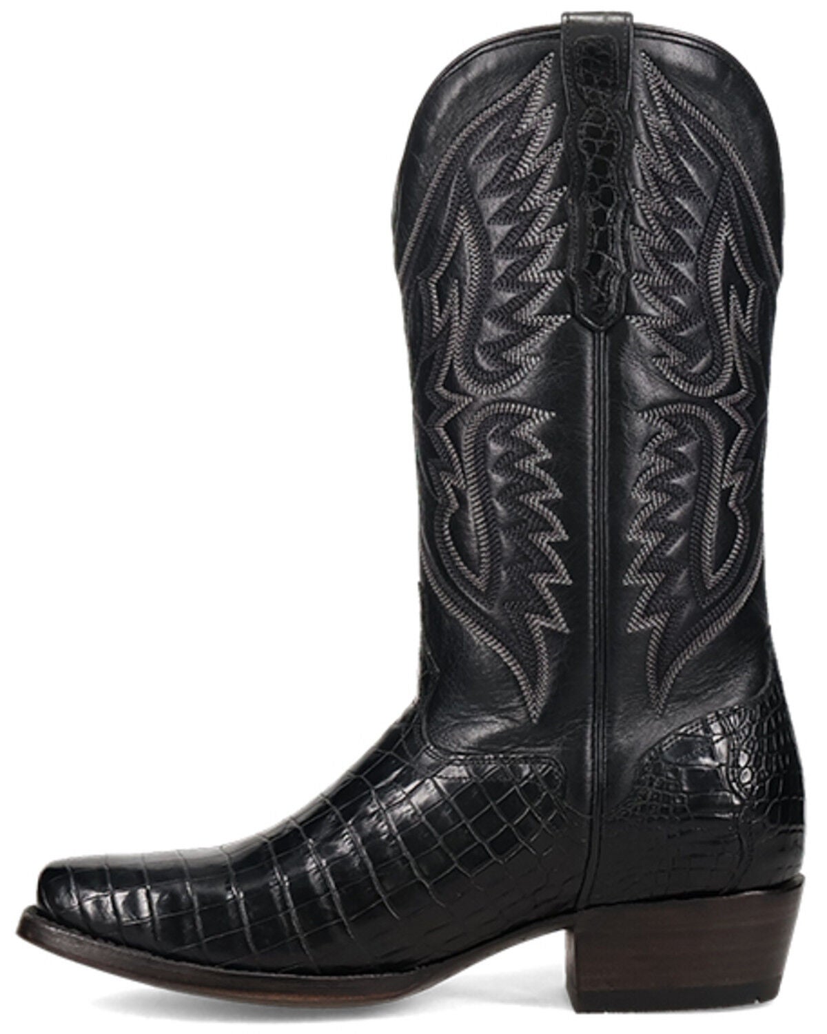 Image #3 - El Dorado Men's Nile Exotic Crocodile Western Boots - Square Toe, Black, hi-res