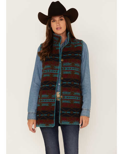 Outback Trading Co Women's Stockyard Vest, Turquoise, hi-res