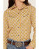 Image #3 - Cruel Girl Girl's Medallion Print Long Sleeve Western Snap Shirt, Yellow, hi-res