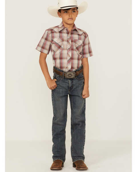 Image #2 - Roper Boys' Plaid Print Short Sleeve Pearl Snap Western Shirt, , hi-res