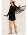 Image #1 - Idyllwind Women's Melvin Lace Fringe Long Sleeve Mini Dress, Black, hi-res