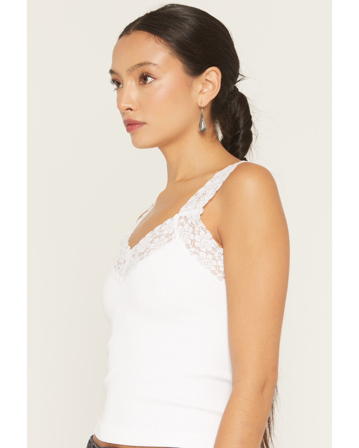 Image #2 - By Together Women's Seamless Lace Ribbed Tank, White, hi-res