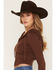 Image #2 - Cleo + Wolf Women's Zip-Up Sweater Hoodie, Brown, hi-res