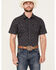 Image #1 - Gibson Trading Co Men's Floral Geo Print Short Sleeve Snap Shirt, Indigo, hi-res