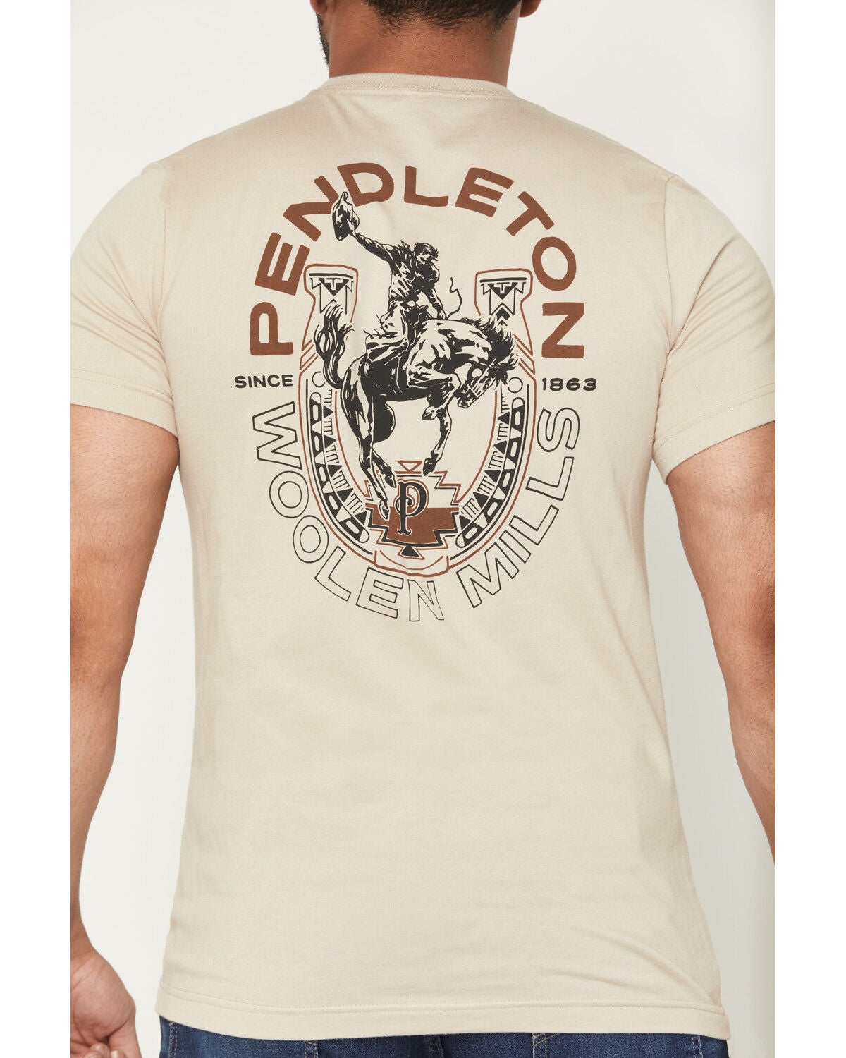 Image #4 - Pendleton Men's Rodeo Horseshoe Short Sleeve Graphic T-Shirt, Tan, hi-res
