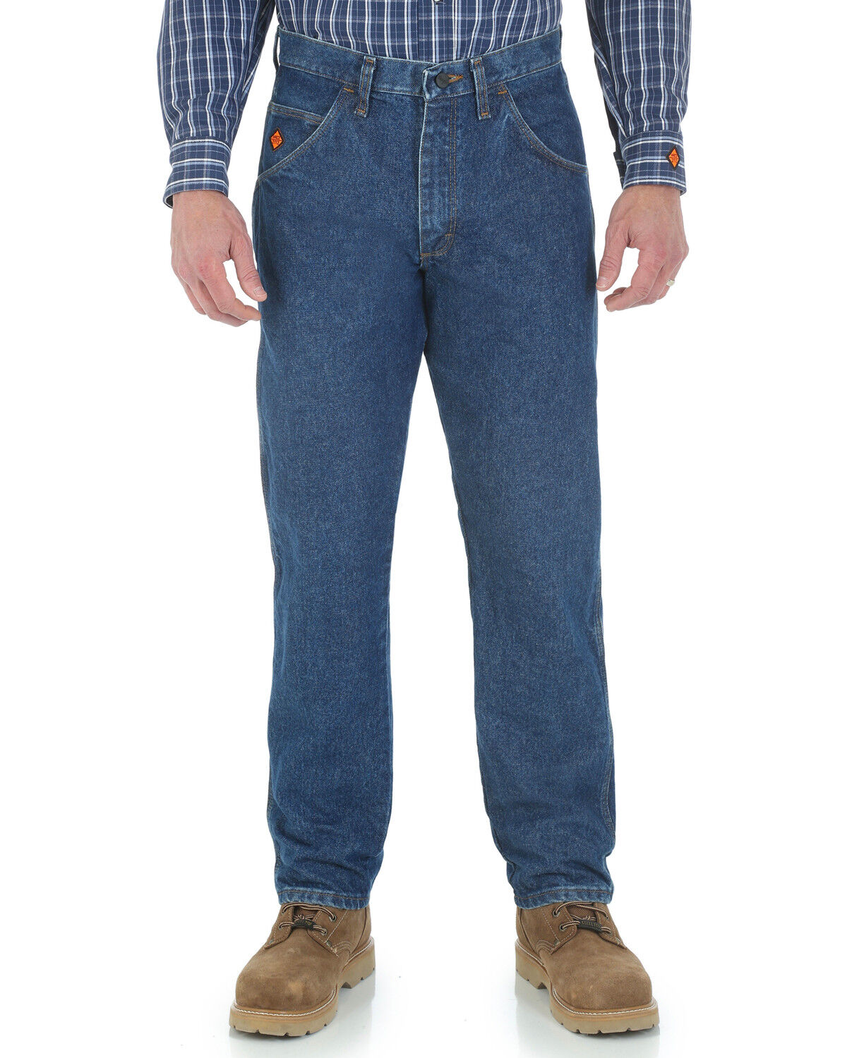Image #3 - Wrangler Men's FR Relaxed Fit Work Jeans, Indigo, hi-res