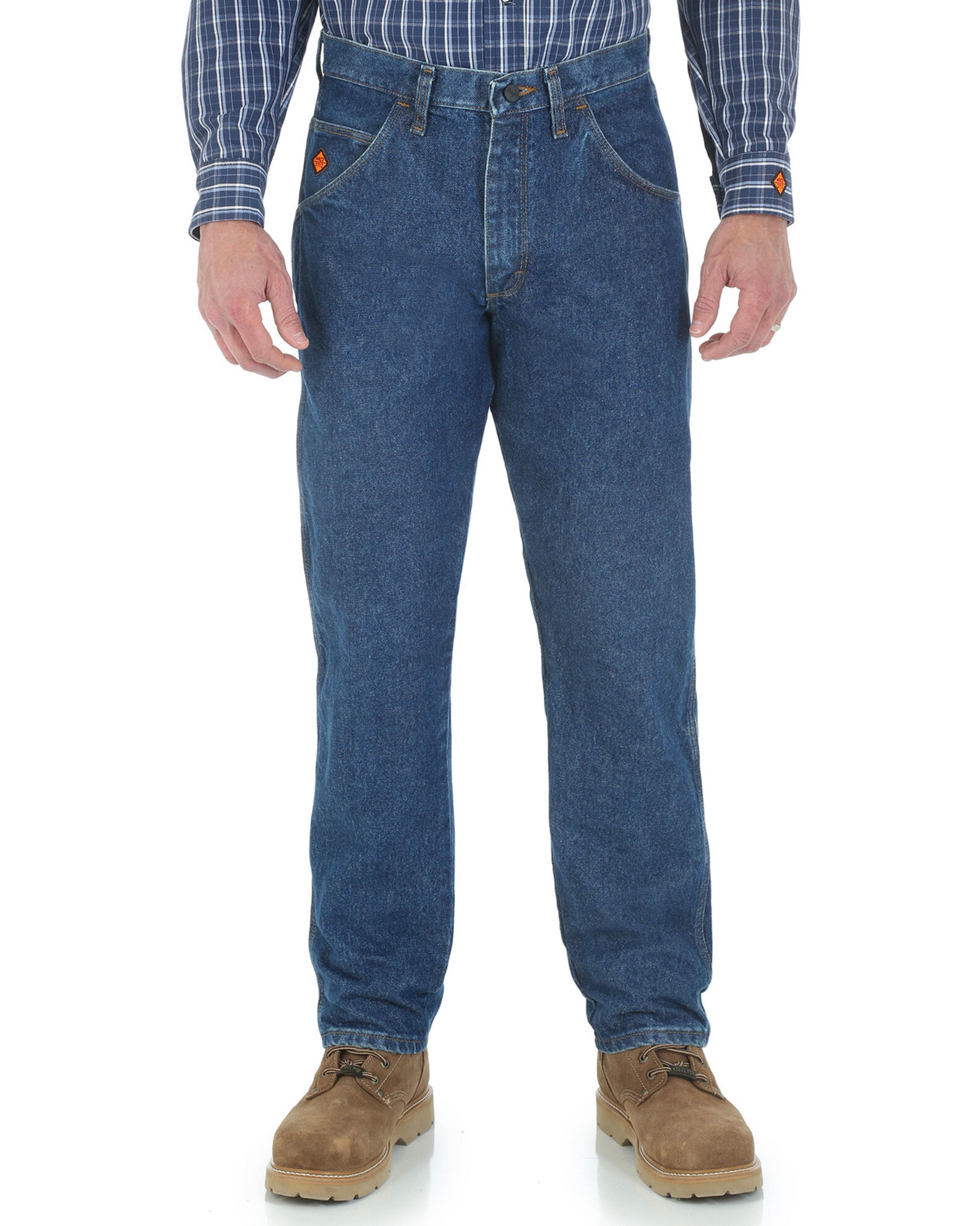 Image #3 - Wrangler Men's FR Relaxed Fit Work Jeans, Indigo, hi-res