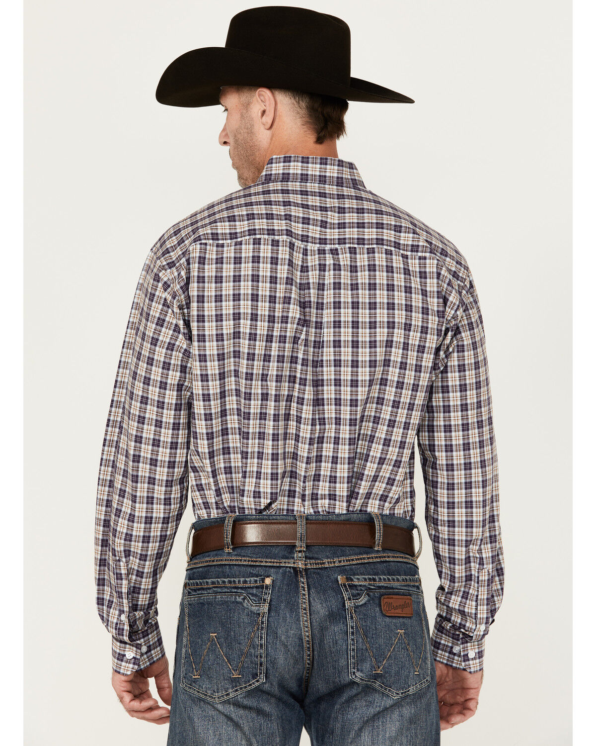 Image #4 - Cinch Men's Plaid Print Long Sleeve Button-Down Western Shirt, Purple, hi-res
