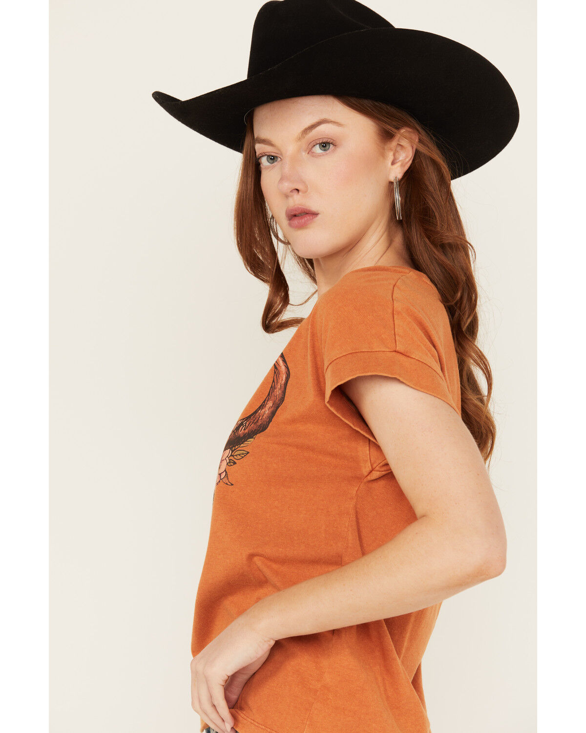 Image #2 - White Crow Women's Floral Steer Head Graphic Tee, Rust Copper, hi-res