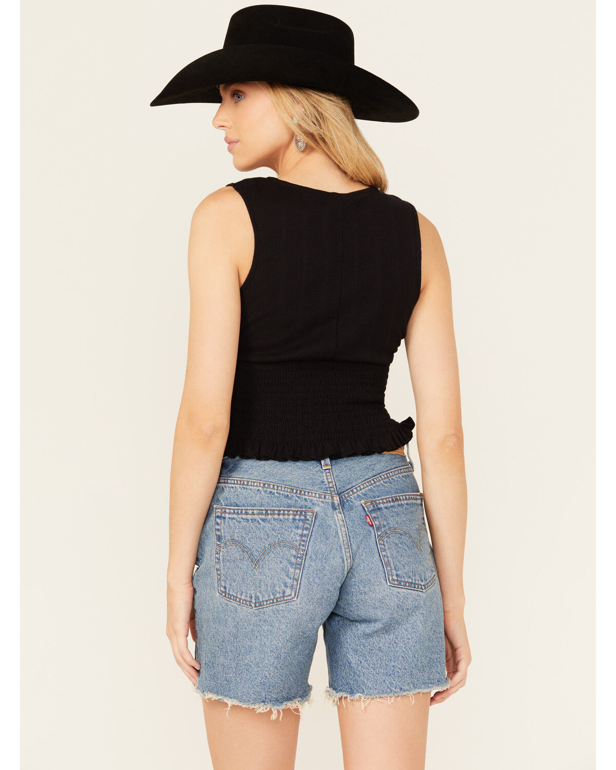Image #4 - Bila Women's Sleeveless Ruched Tank, Black, hi-res