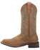 Laredo Women's Tan Turquoise Stitching Western Boots - Square Toe, Brown, hi-res