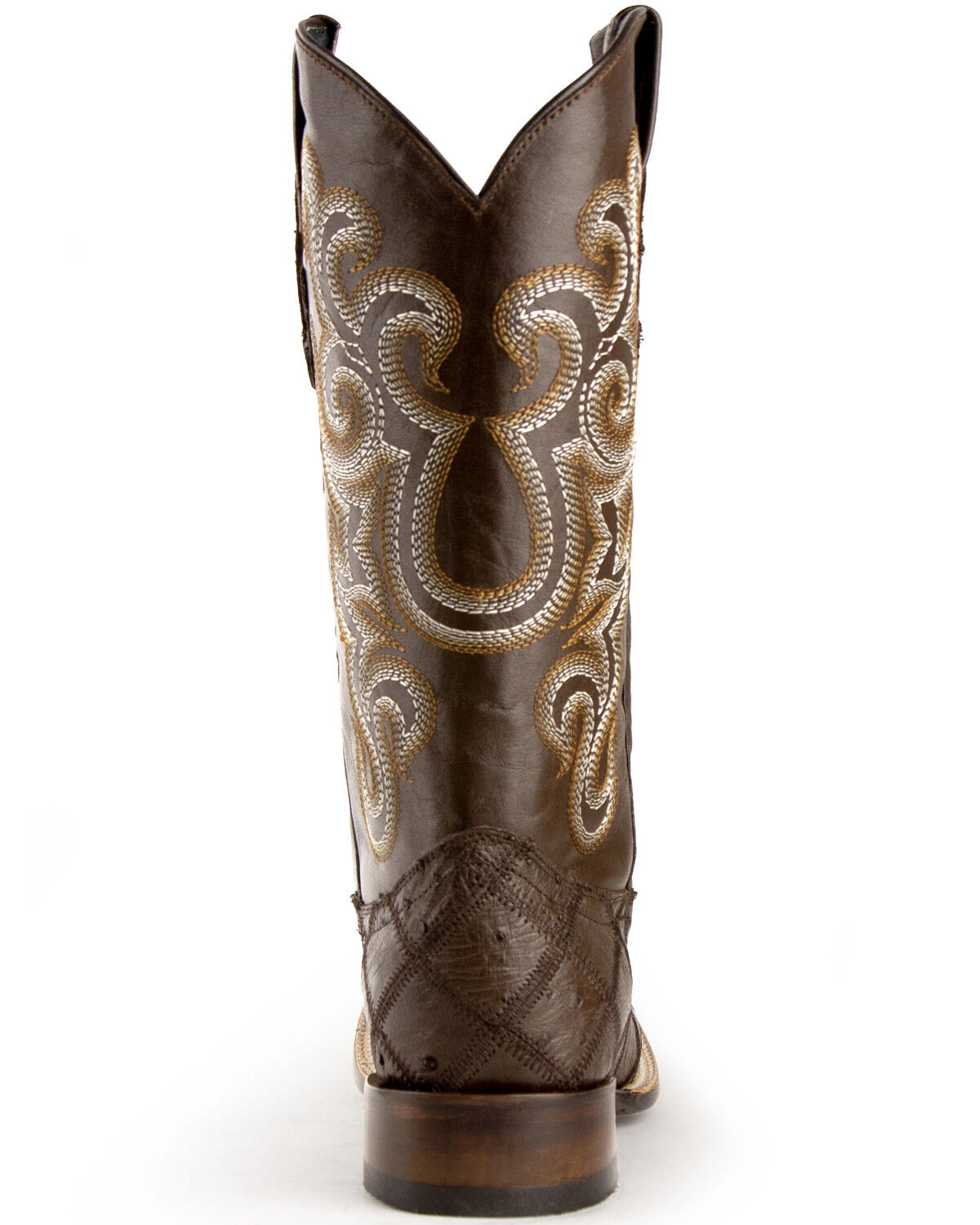 Image #10 - Ferrini Men's Ostrich Patchwork Exotic Western Boots - Broad Square Toe, Chocolate, hi-res