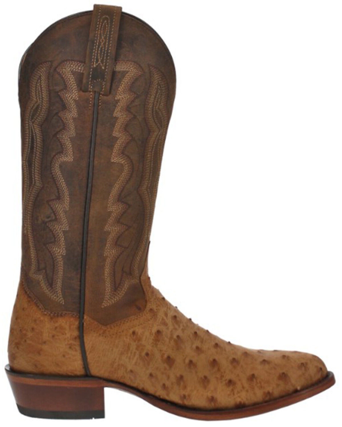 Image #2 - Dan Post Men's Gehrig Exotic Ostrich Western Boots - Round Toe, Tan, hi-res
