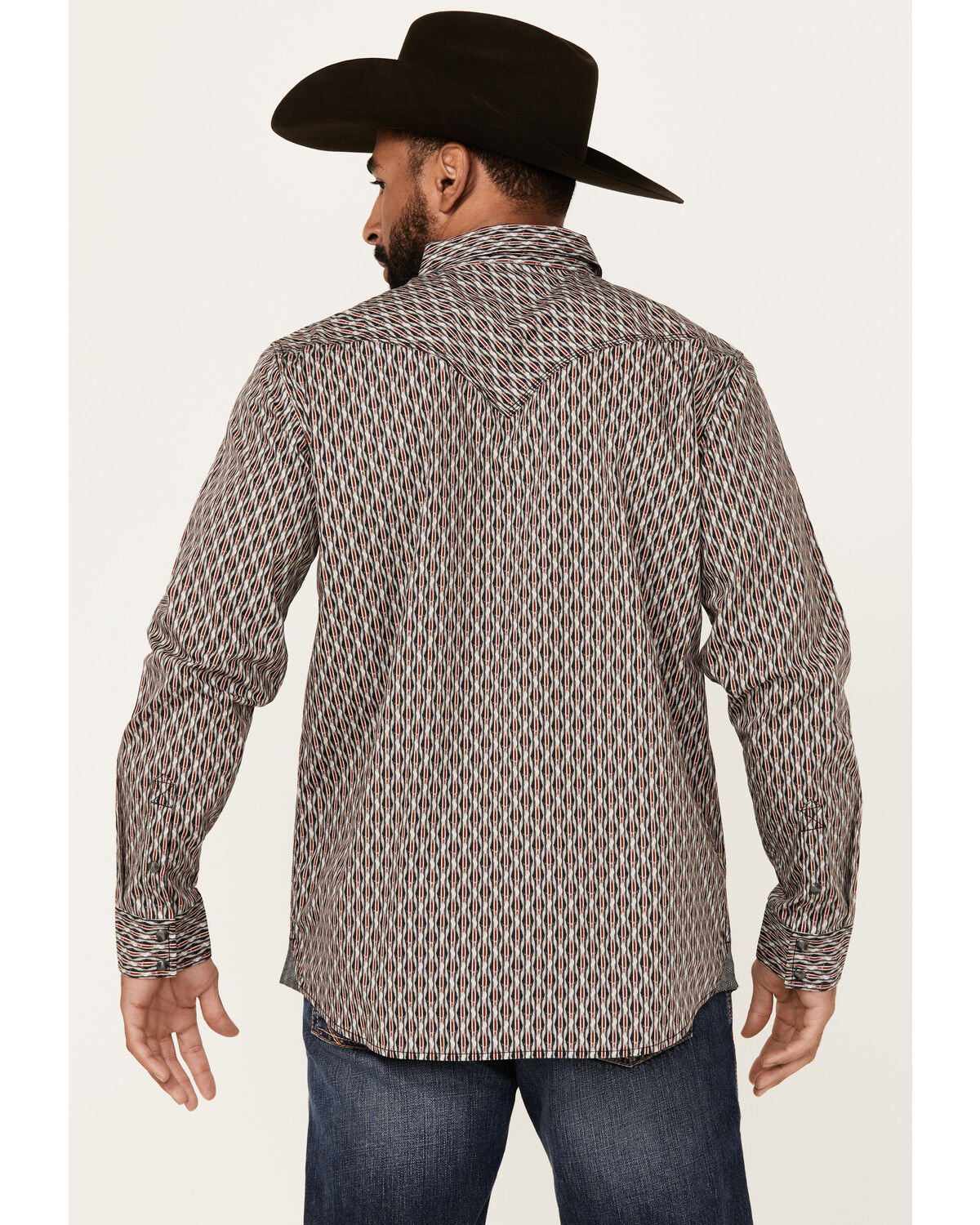 Image #4 - Moonshine Spirit Men's Sunset Geo Print Long Sleeve Snap Western Shirt, Grey, hi-res
