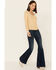 Image #2 - Wild Moss Women's Ribbed Knit Henley Lace Long Sleeve Top, Yellow, hi-res