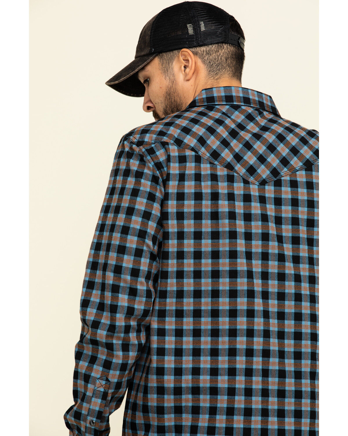 Image #5 - Moonshine Spirit Men's Train Track Check Plaid Print Long Sleeve Western Shirt, Black, hi-res