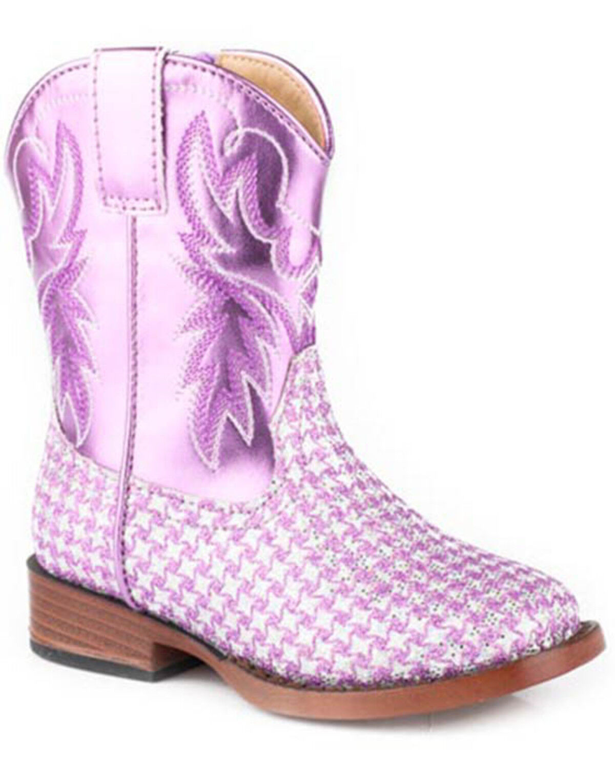 Image #1 - Roper Toddler Girls' Glitter Gleam Western Boots - Square Toe, Purple, hi-res