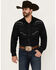 Rock 47 by Wrangler Men's Long Sleeve Embroidered Yoke Solid Snap Western Shirt - Big & Tall, Black, hi-res