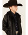 Image #2 - Urban Republic Boys' Faux Leather Hooded Bomber Jacket, Black, hi-res