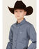 Image #2 - Cinch Boys' Medallion Print Long Sleeve Button Down Western Shirt, Blue, hi-res