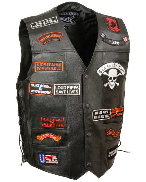 Image #1 - Milwaukee Leather Men's Side Lace Patch Vest, Black, hi-res