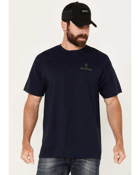 Image #1 - Browning Men's Buckmark Short Sleeve Graphic T-Shirt, Navy, hi-res