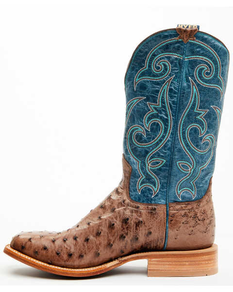 Image #3 - Hyer Men's Jetmore Exotic Ostrich Western Boots - Broad Square Toe , Brown, hi-res