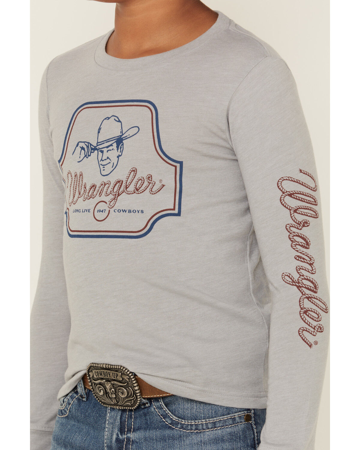 Image #3 - Wrangler Boys' Logo Long Sleeve Graphic T-Shirt, Grey, hi-res