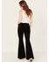 Shyanne Women's High Rise Destructed Super Flare Stretch Jeans, Black, hi-res