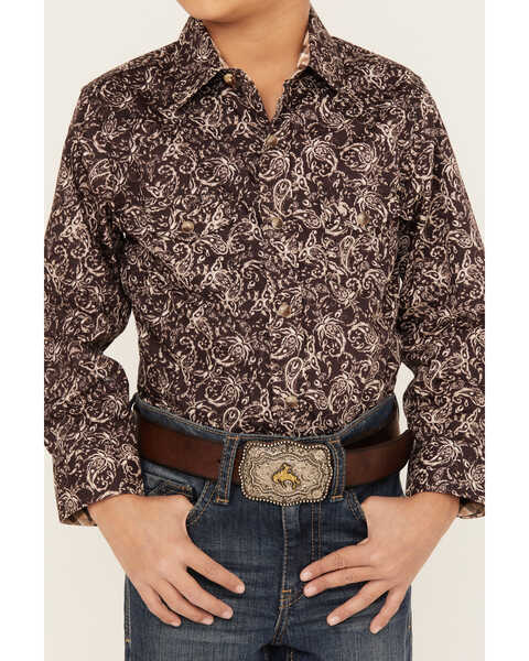 Image #3 - Avalon Boys' Paisley Print Long Sleeve Snap Western Shirt, , hi-res