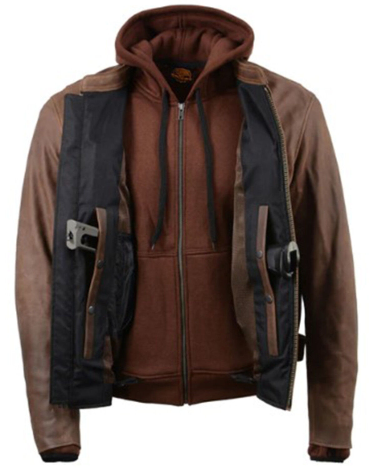 Image #3 - Milwaukee Leather Men's Scoundrel Vintage Crazy Horse Leather Jacket, Brown, hi-res