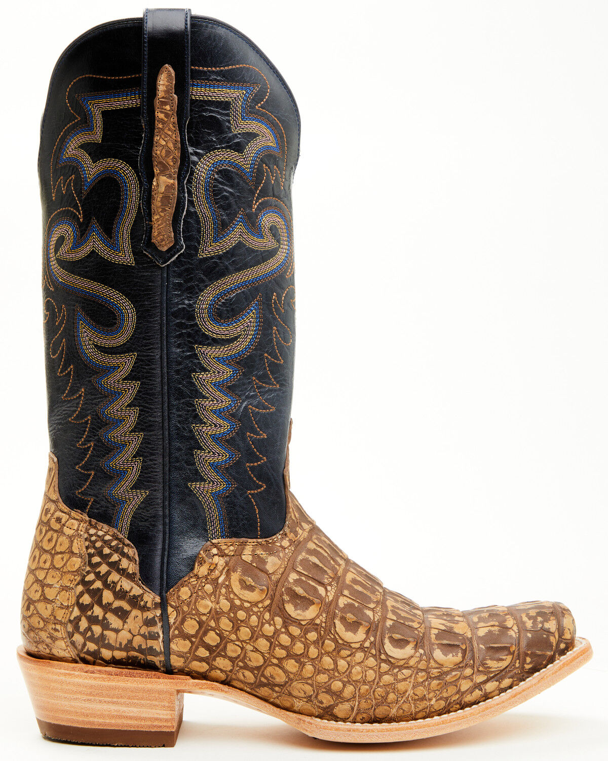 Image #2 - El Dorado Men's Exotic American Alligator Western Boots - Square Toe, Brown, hi-res