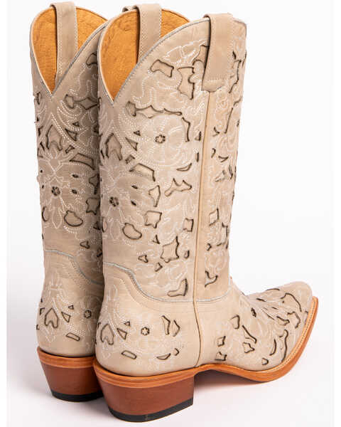 Image #7 - Shyanne Women's Laser Cut Western Boots - Snip Toe, White, hi-res