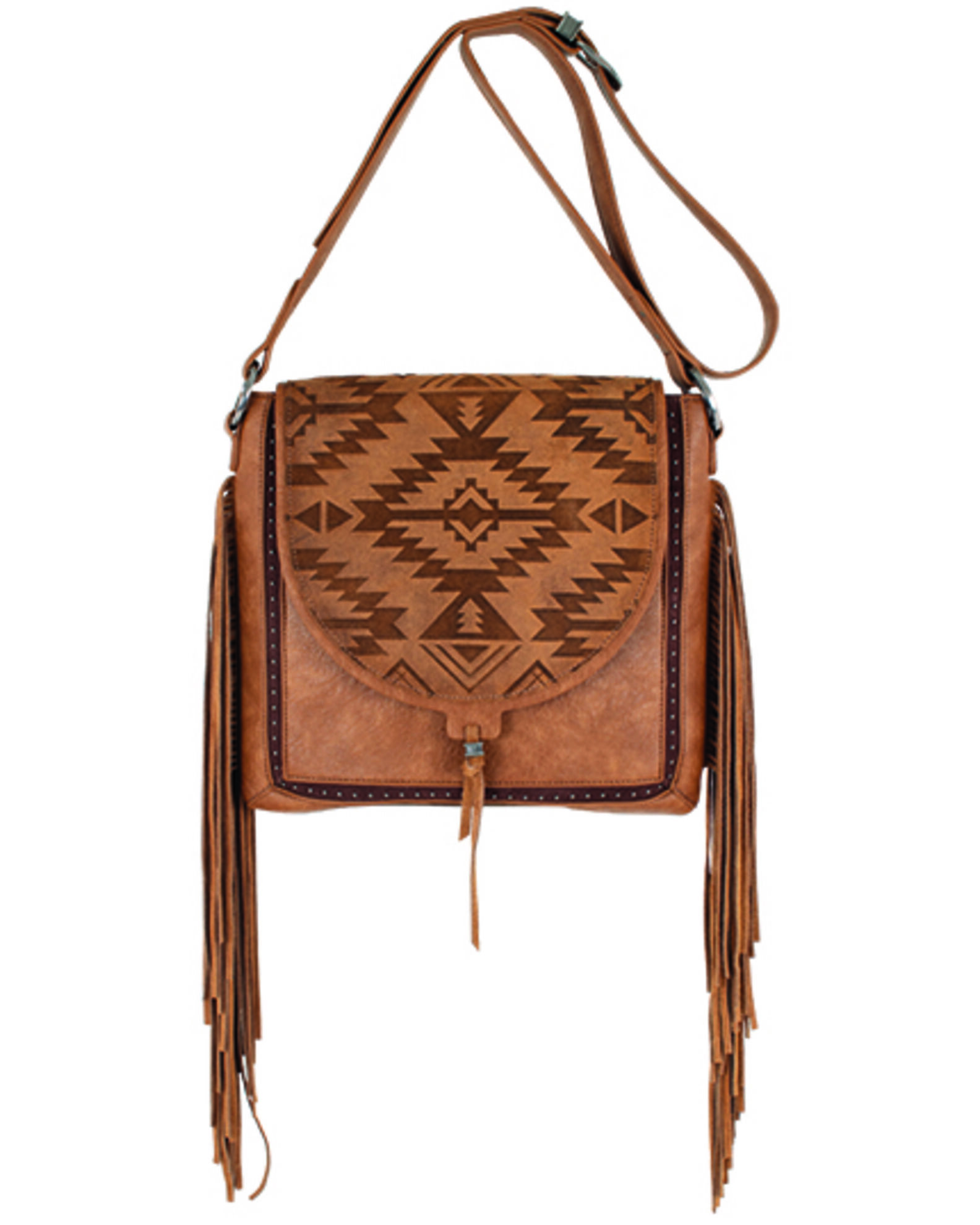 Image #1 - Catchfly Women's Southwestern Embossed Crossbody Bag, Brown, hi-res