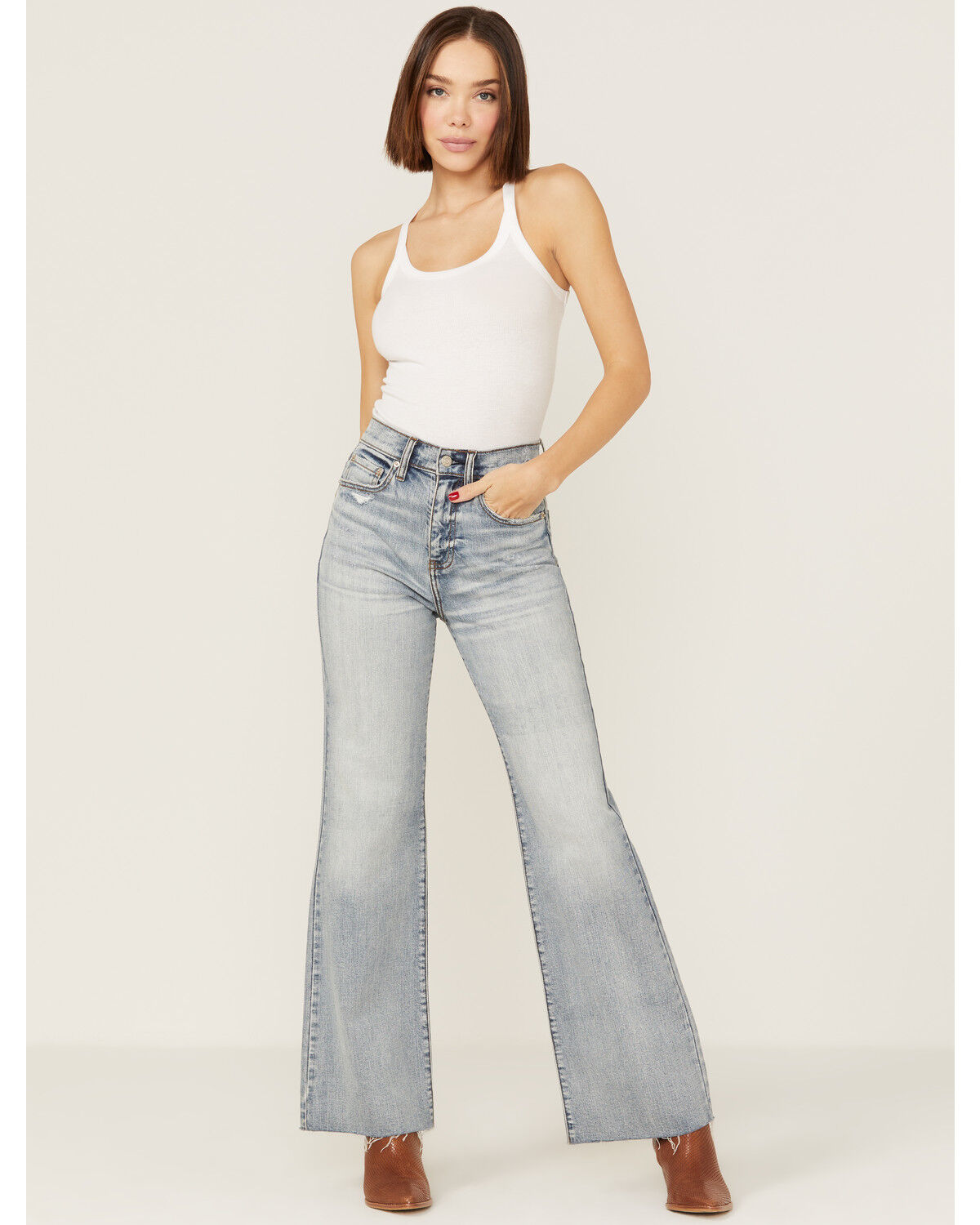 Image #1 - Daze Women's Far Out High Rise Wide Leg Jeans, Light Blue, hi-res