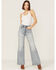 Image #1 - Daze Women's Far Out High Rise Wide Leg Jeans, Light Blue, hi-res
