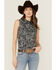 Image #1 - Wrangler Women's Cactus Print Sleeveless Snap Western Shirt, Black, hi-res