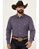 Image #1 - Wrangler Men's Plaid Print Long Sleeve Pearl Snap Western Shirt, Navy, hi-res