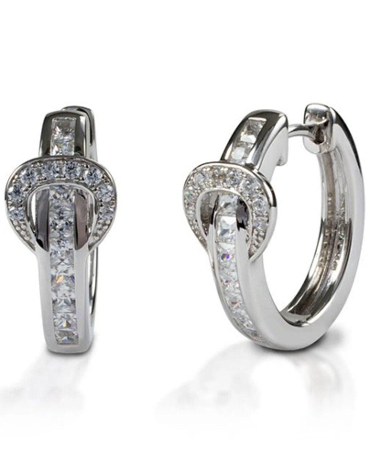 Kelly Herd Women's Clear Contemporary Buckle Hoop Earrings, Silver, hi-res