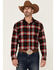 Image #1 - Gibson Men's Old School Plaid Long Sleeve Button Down Western Flannel Shirt , Red, hi-res