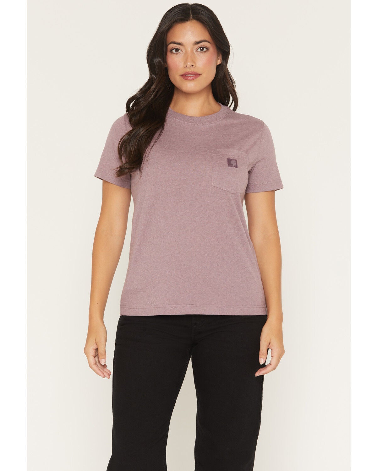 Carhartt Women's Relaxed Fit Lightweight Short Sleeve Pocket Work Tee, Berry, hi-res