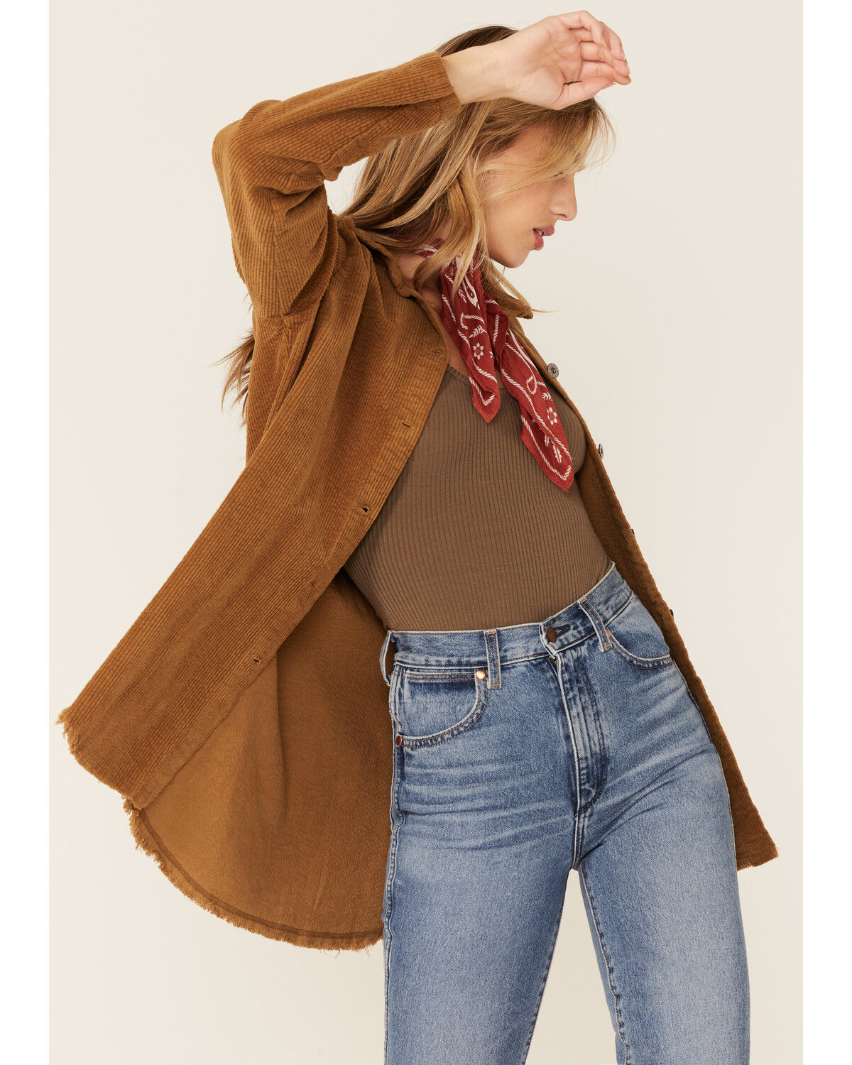 Image #4 - Revel Women's Corduroy Long Sleeve Button Down Oversized Shirt, , hi-res