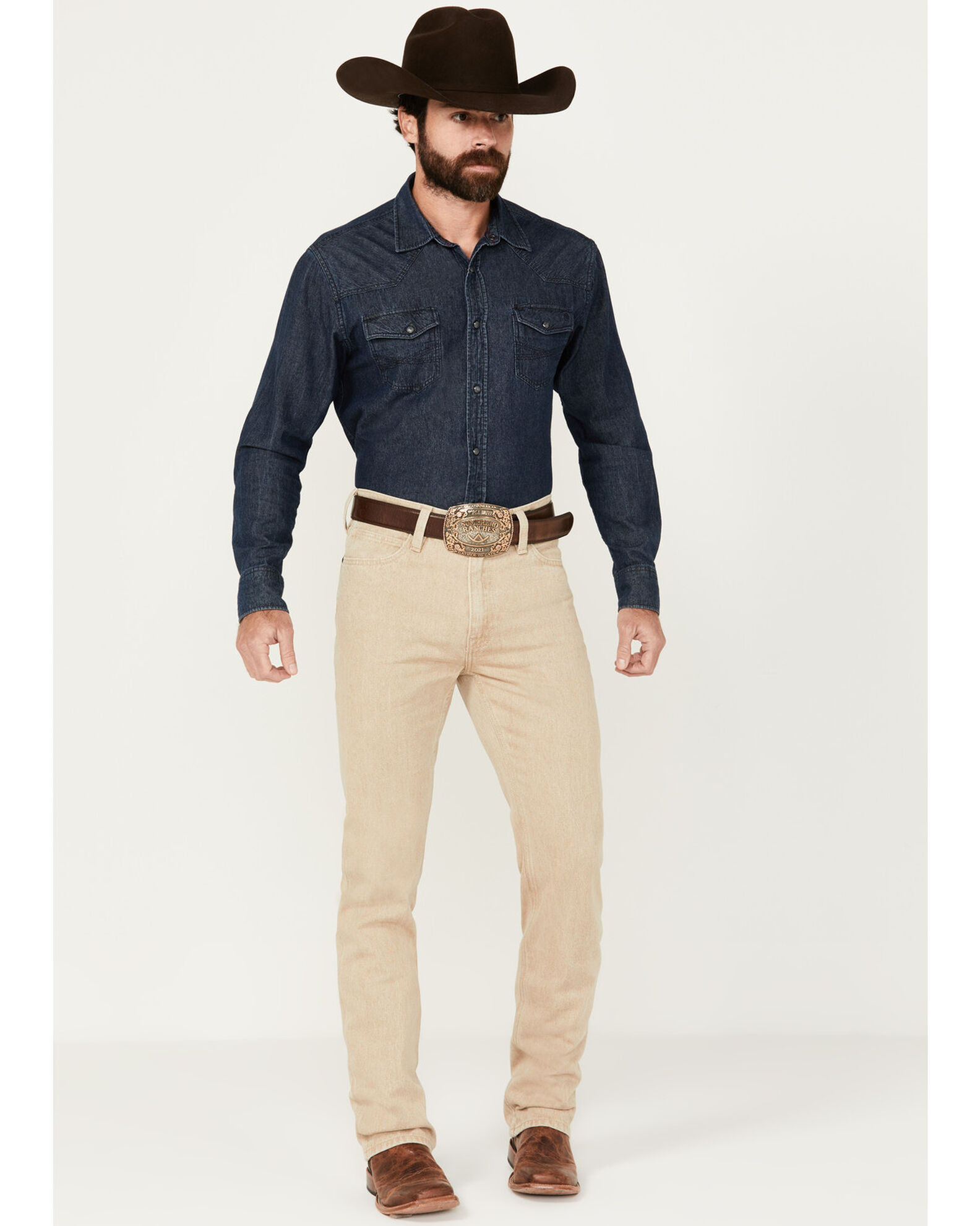 Product Name: Blue Ranchwear Men's American West Tan Slim Straight Rigid  Denim Jeans