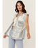 Image #1 - POL Women's Denim Lace Button-Down Vest, Light Wash, hi-res