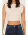 Image #4 - Shyanne Women's Ribbed Ruffle Crop Top, Sand, hi-res