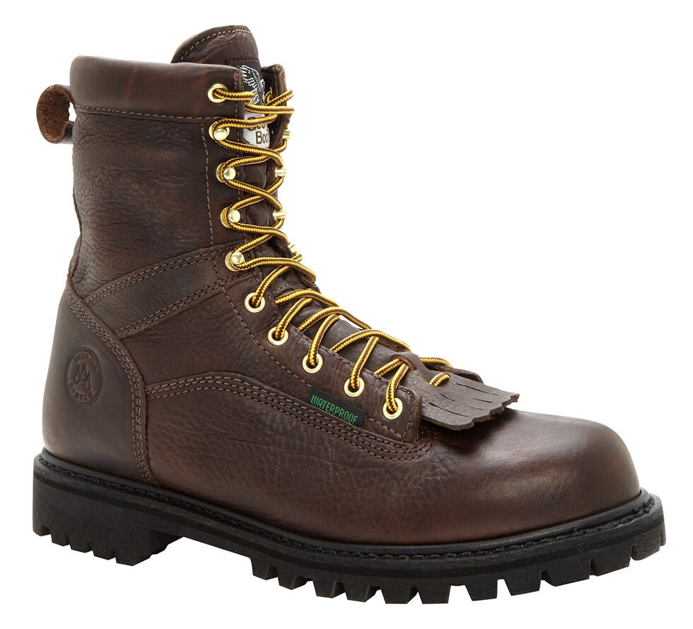 Waterproof Low Heel Logger Work Boots Round Toe Sheplers