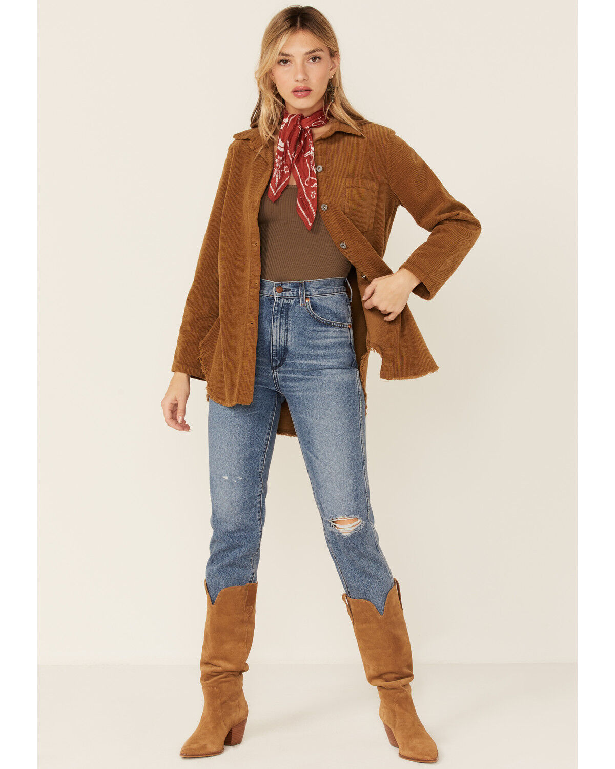 Image #1 - Revel Women's Corduroy Long Sleeve Button Down Oversized Shirt, , hi-res