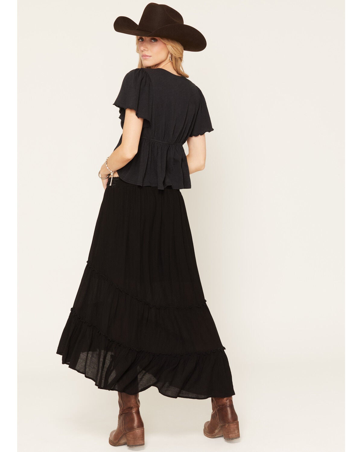 Image #3 - Shyanne Women's Sara High-Low Tiered Midi Skirt, Black, hi-res